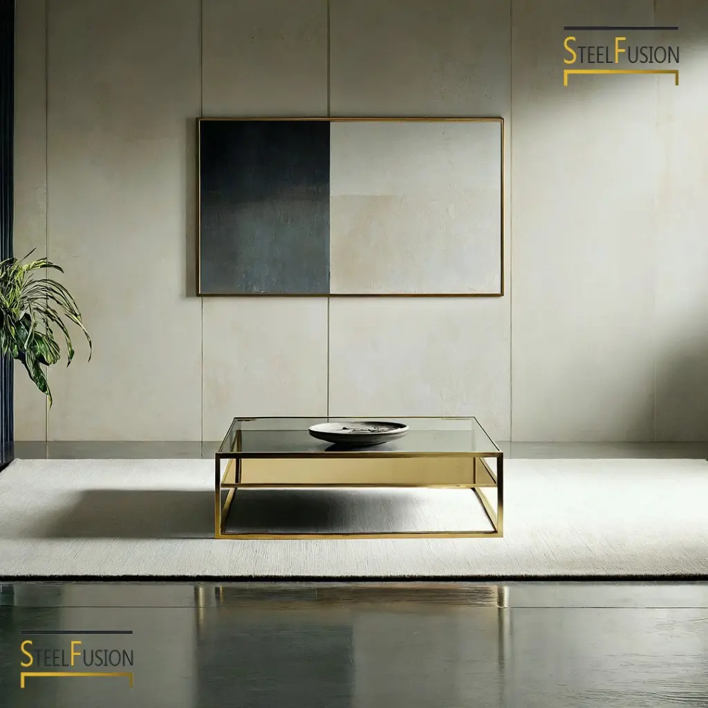 SteelFusion | table basse laiton sur mesure