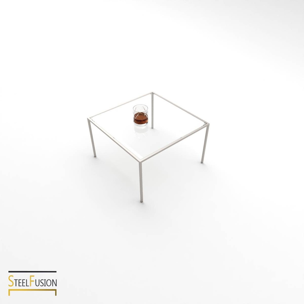 Cube Table Basse Inox 1 verre
