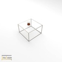 Cube Table Basse Inox 1 verre 4 barres basses