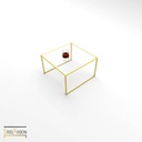 Cube Table Basse Laiton 1 verre 2 barres basses