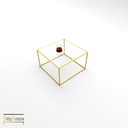 Cube Table Basse Laiton 1 verre 4 barres basses