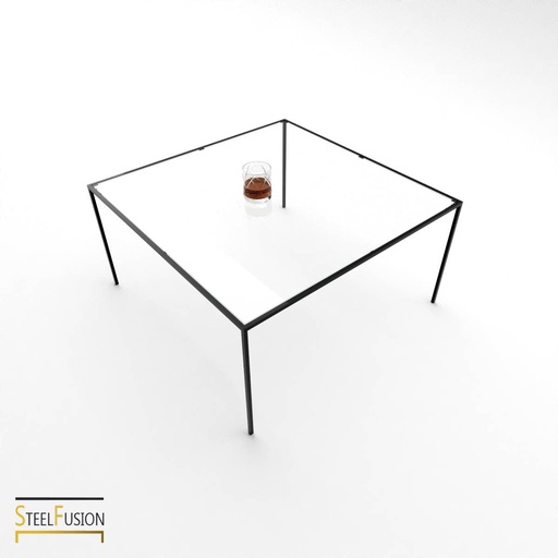 Cube Table Basse Acier 1 verre