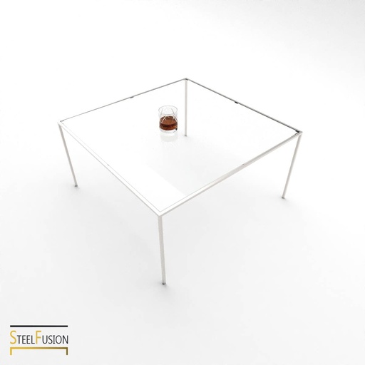 Cube Table Basse Inox 1 verre